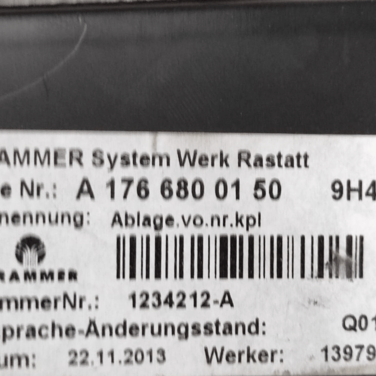 Rivestimento tunnel centrale mercedes classe a w176 cod: a1766800150 (2012-2018)