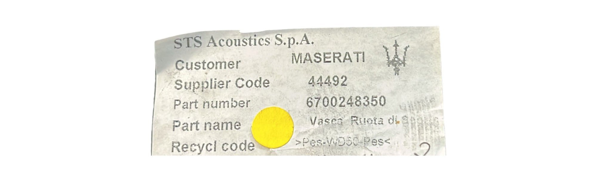 Rivestimento / vano Ruota di scorta bagagliaio Maserati Ghibli (2013->) cod.6700248350