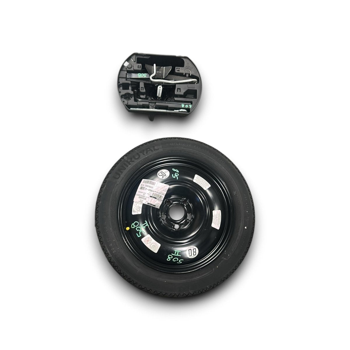 Ruotino di scorta Peugeot 508 II cod.1677094480 (5 fori / 135 / 80 r17) (2018 > ) + kit riparazione ruota