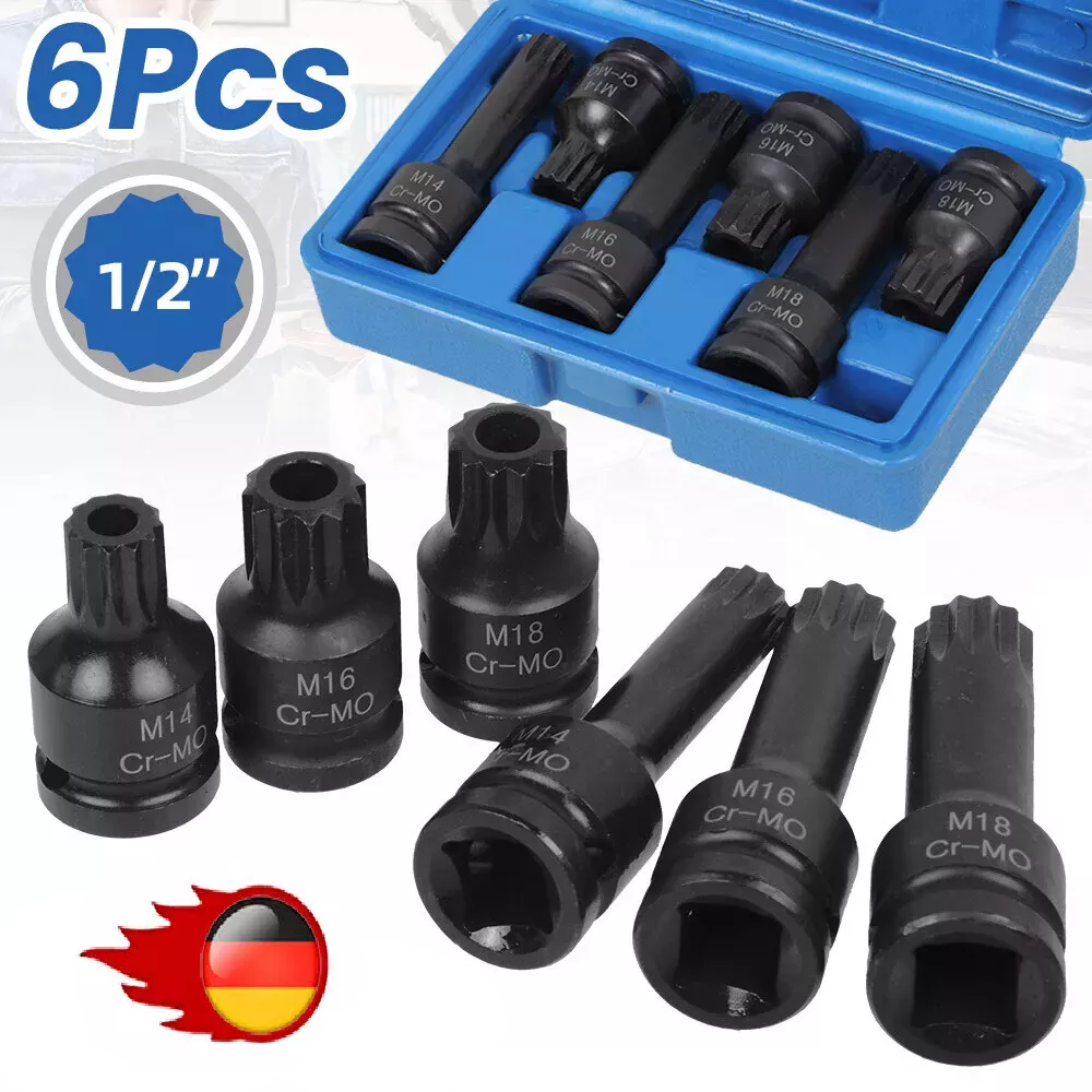 Chiavi Per Mozzi Ruota Testa Profilo XZN M14-M16-M18 Avvitatori Officina (6pz)