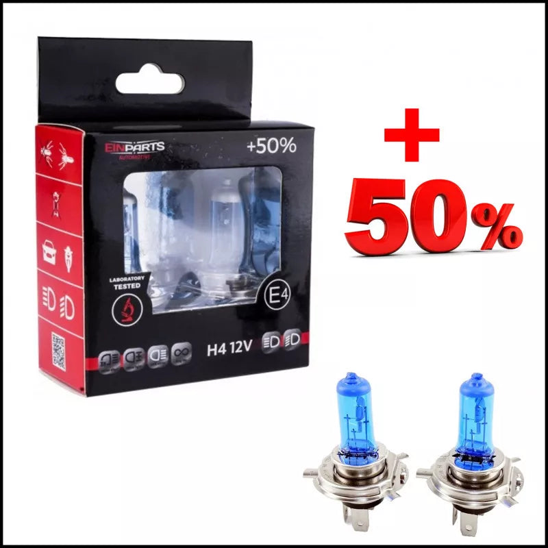 Coppia Lampadine H4 12V 60/55W Effetto Xenon +50% Luce BIBA-RICAMBI