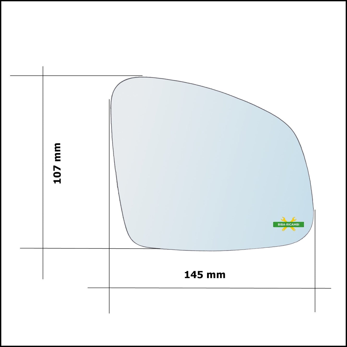 Vetro Specchio Retrovisore Cromato Lato Dx-Passeggero Per Smart ForFour II (453) dal 2014> BIBA-RICAMBI