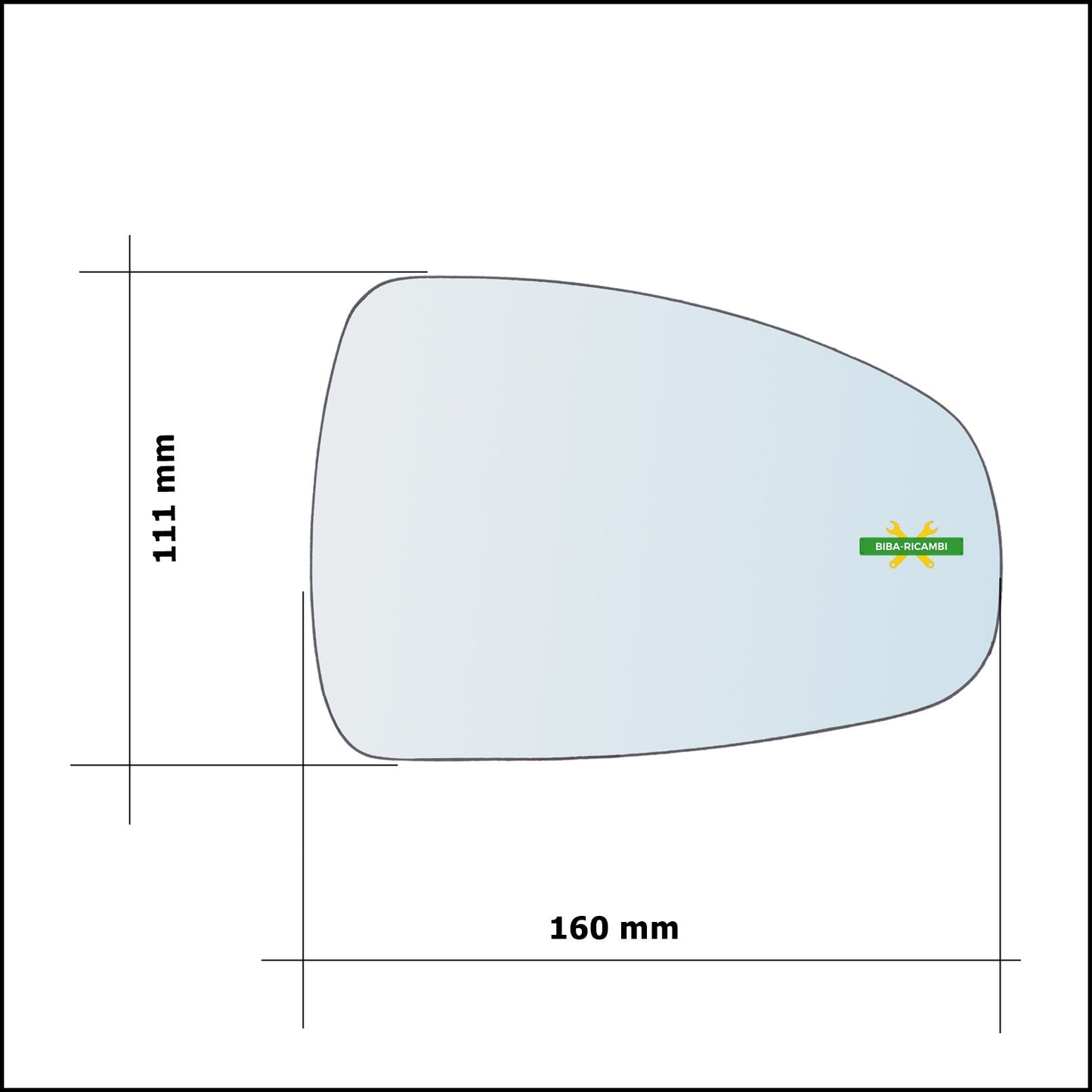 Vetro Specchio Retrovisore Asferico Lato Dx-Passeggero Per Audi A1 I (8X) dal 2010> BIBA-RICAMBI