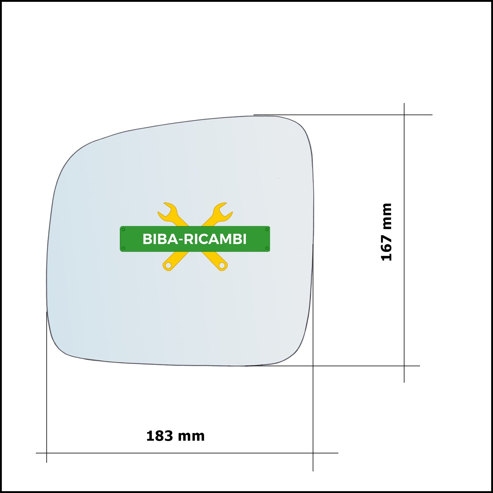 Piastra Retrovisore Termica Asferica Lato Sx-Guidatore Per Volkswagen Transporter T5 solo dal 2004-2009 BIBA-RICAMBI