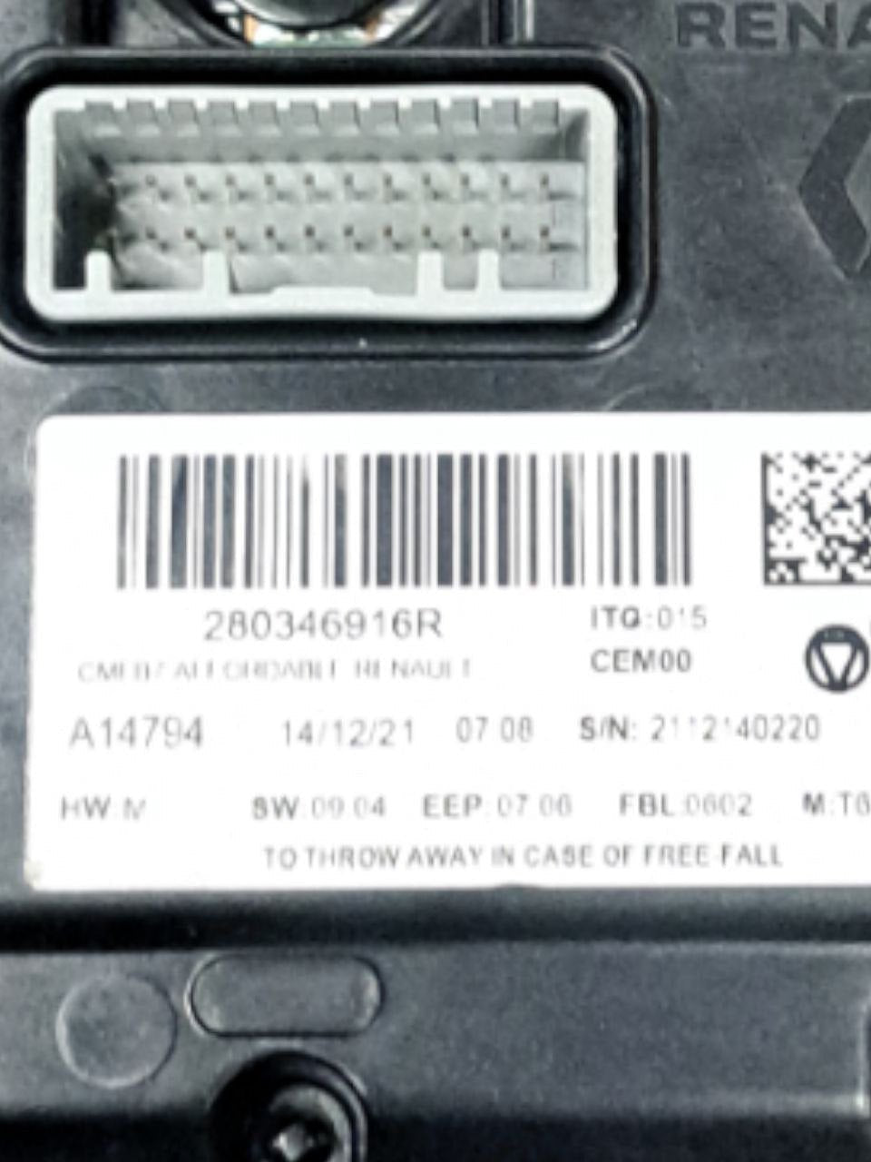 Schermo / Display Multifunzione Renault Clio V (2019>) COD:280346916R