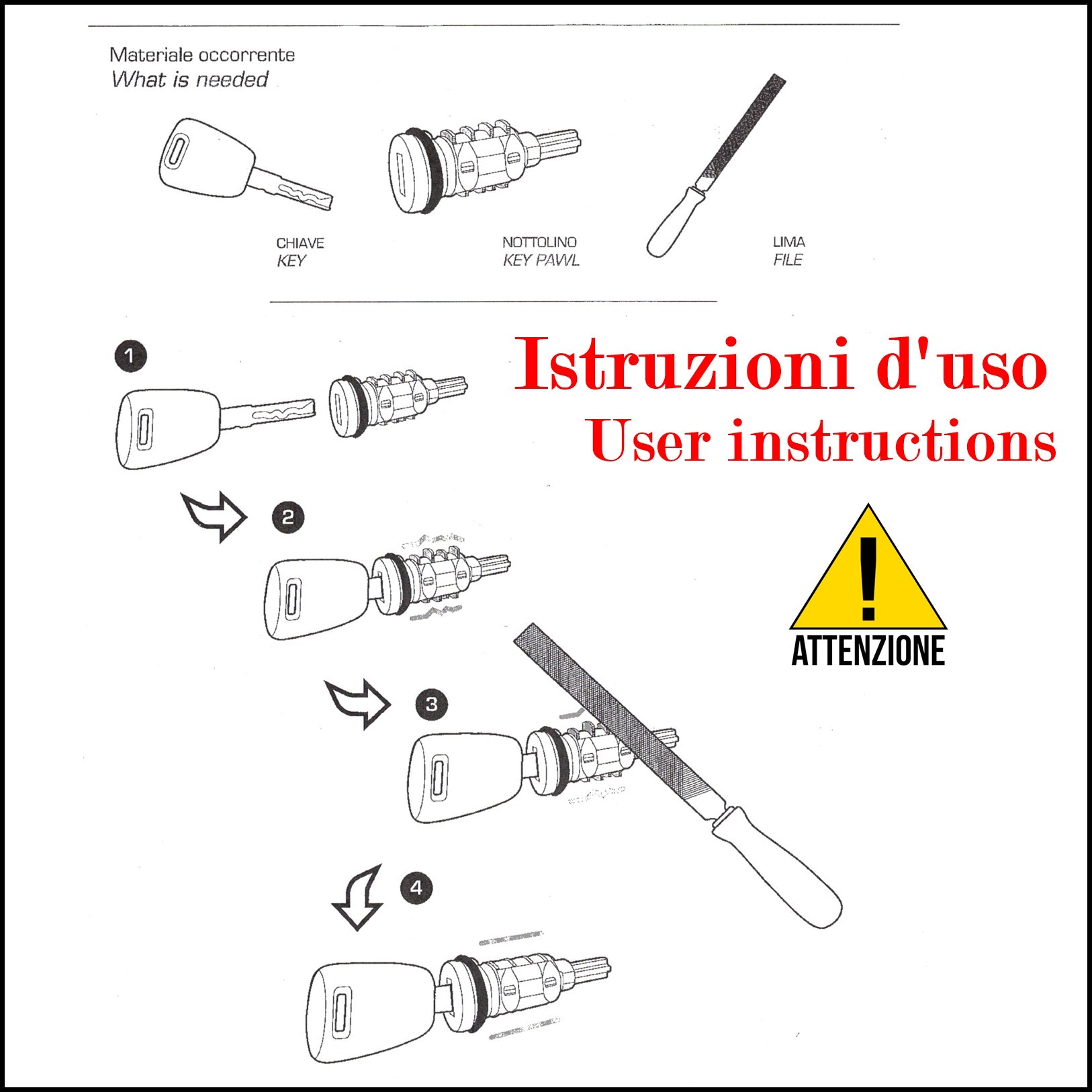 Blocchetto Nottolino Cilindretto Modifica Serratura Senza Chiave Per Lancia Ypsilon II (312) dal 2011> BIBA-RICAMBI