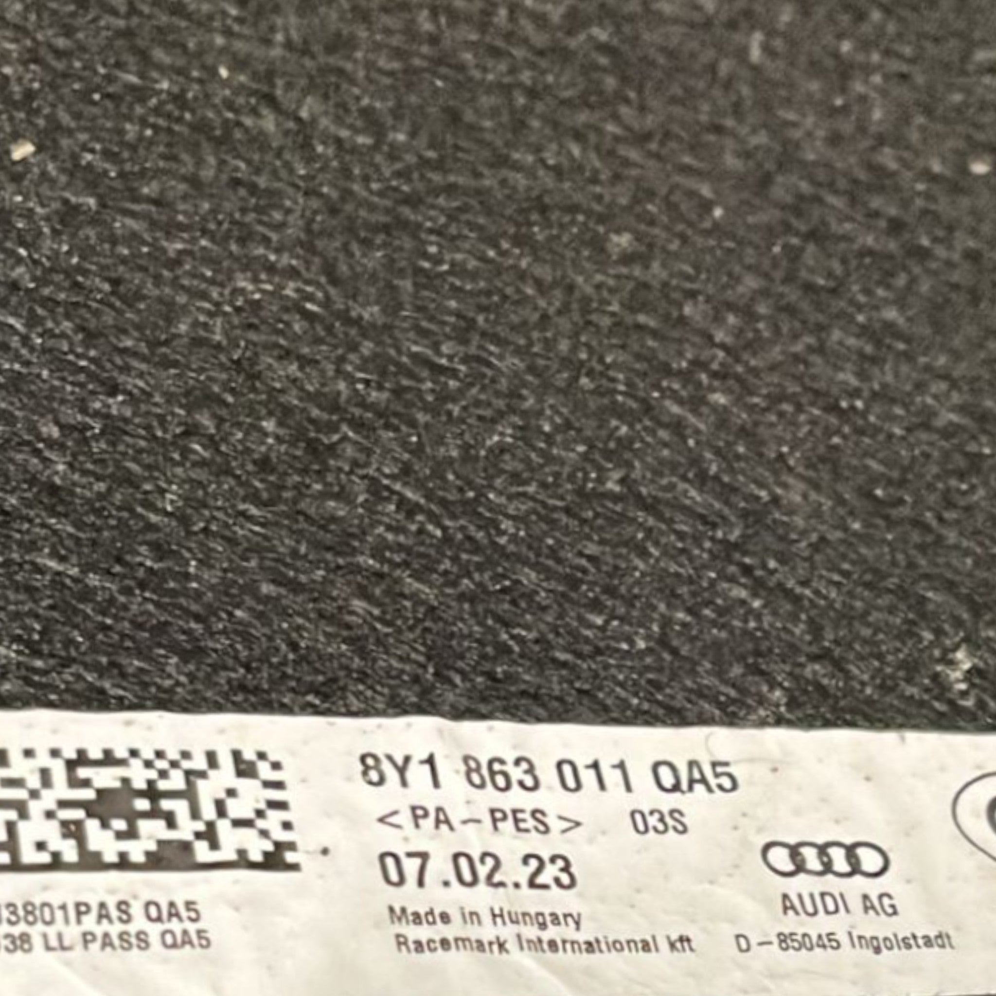 Set 4 tappetini interni in stoffa Audi A3 Y cod:8Y863011QA5 (2020 >)