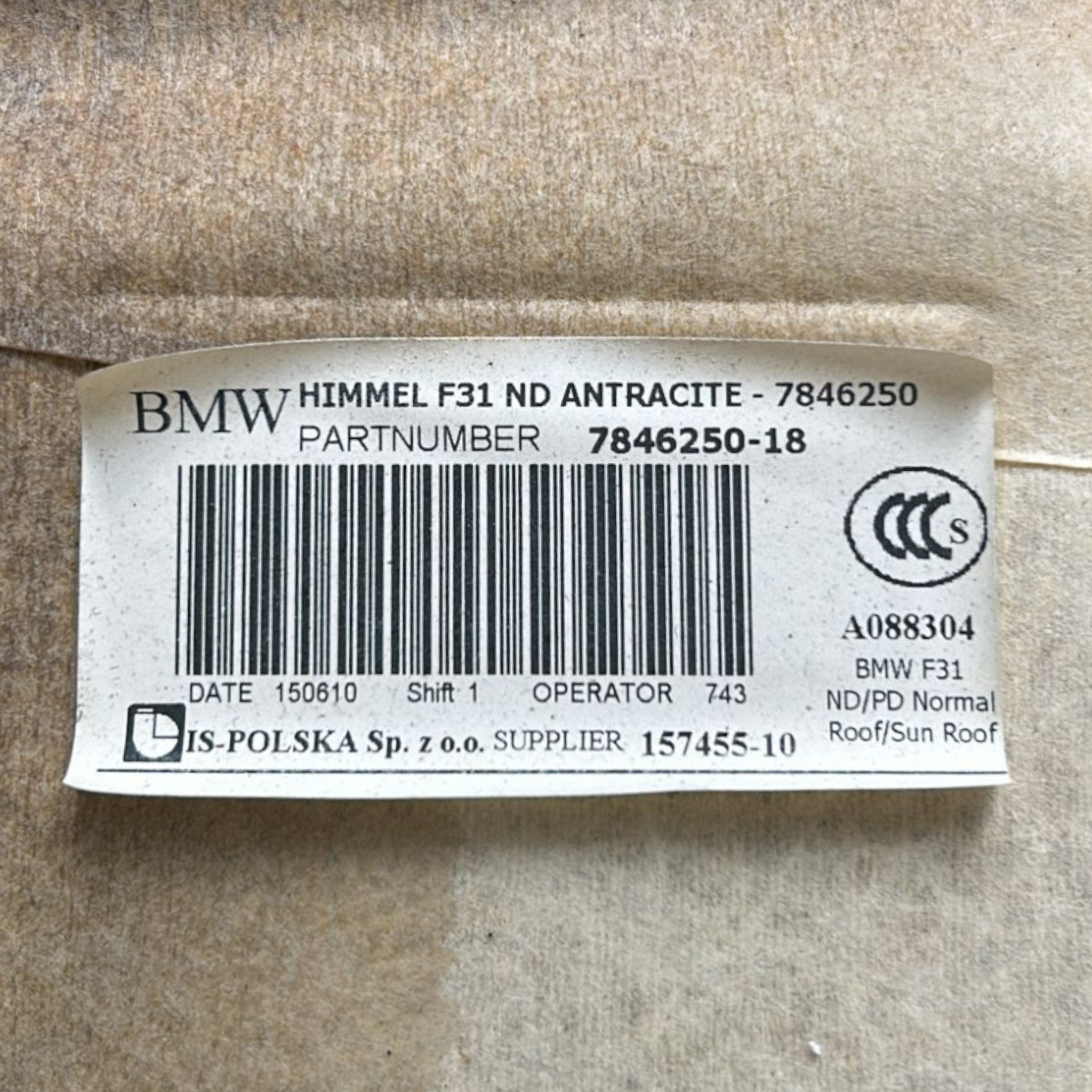 Sotto Tetto / Cielo BMW Serie 3 (F31) Touring cod.7846250 (2012 > 2019)