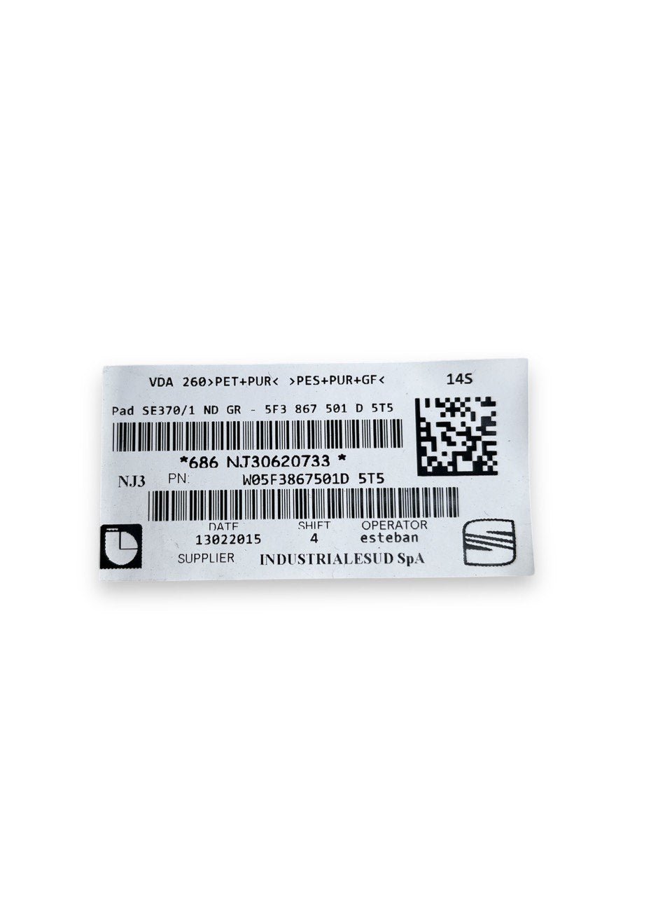 Sottotetto / Cielo con Plafoniera posteriore Seat Leon 5F 3P (2013-2019) cod.5F3867501D