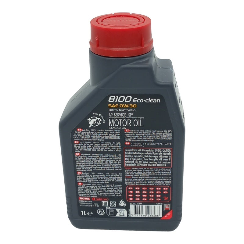 Motul 0W30 8100 Eco-Clean | Acea C2 | 100% Sintetico BIBA-RICAMBI