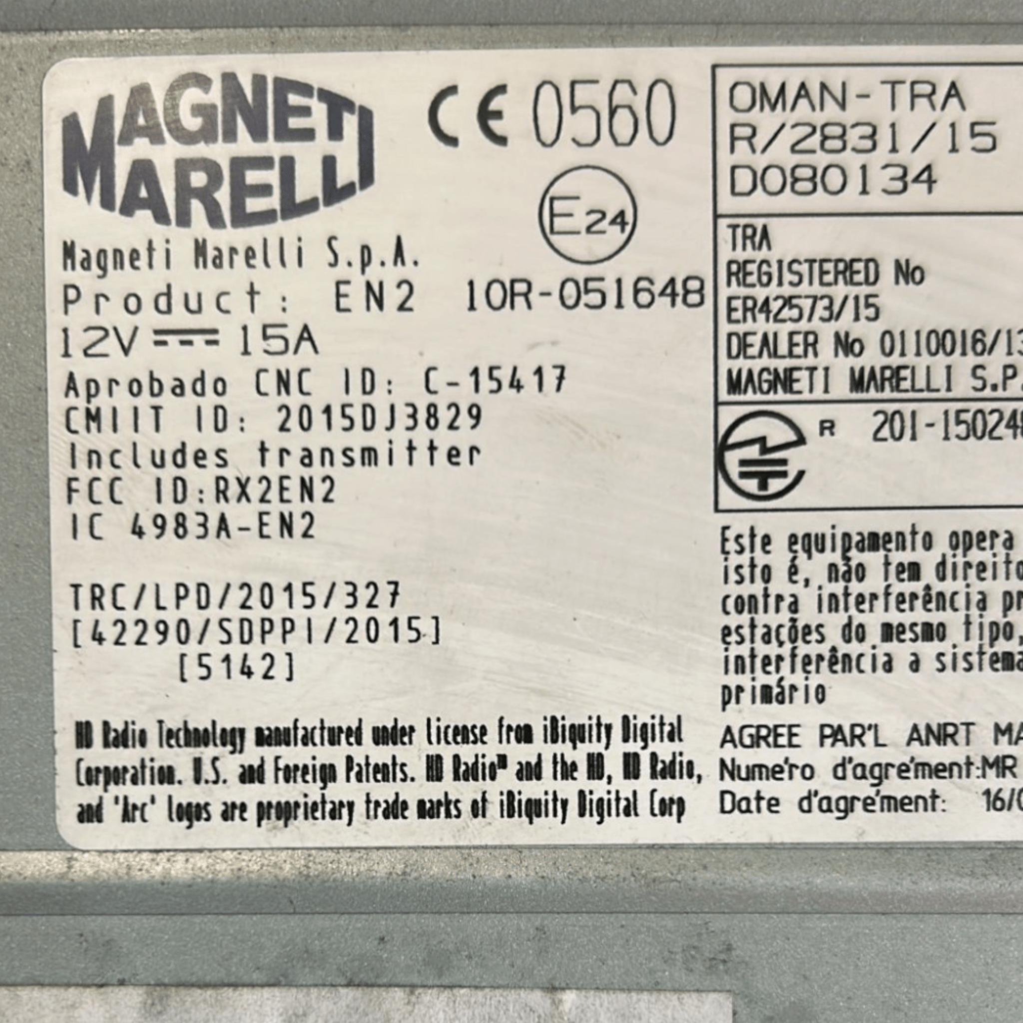 Stereo / Autoradio Afa Romeo Giulia (2016 >) cod:52062043