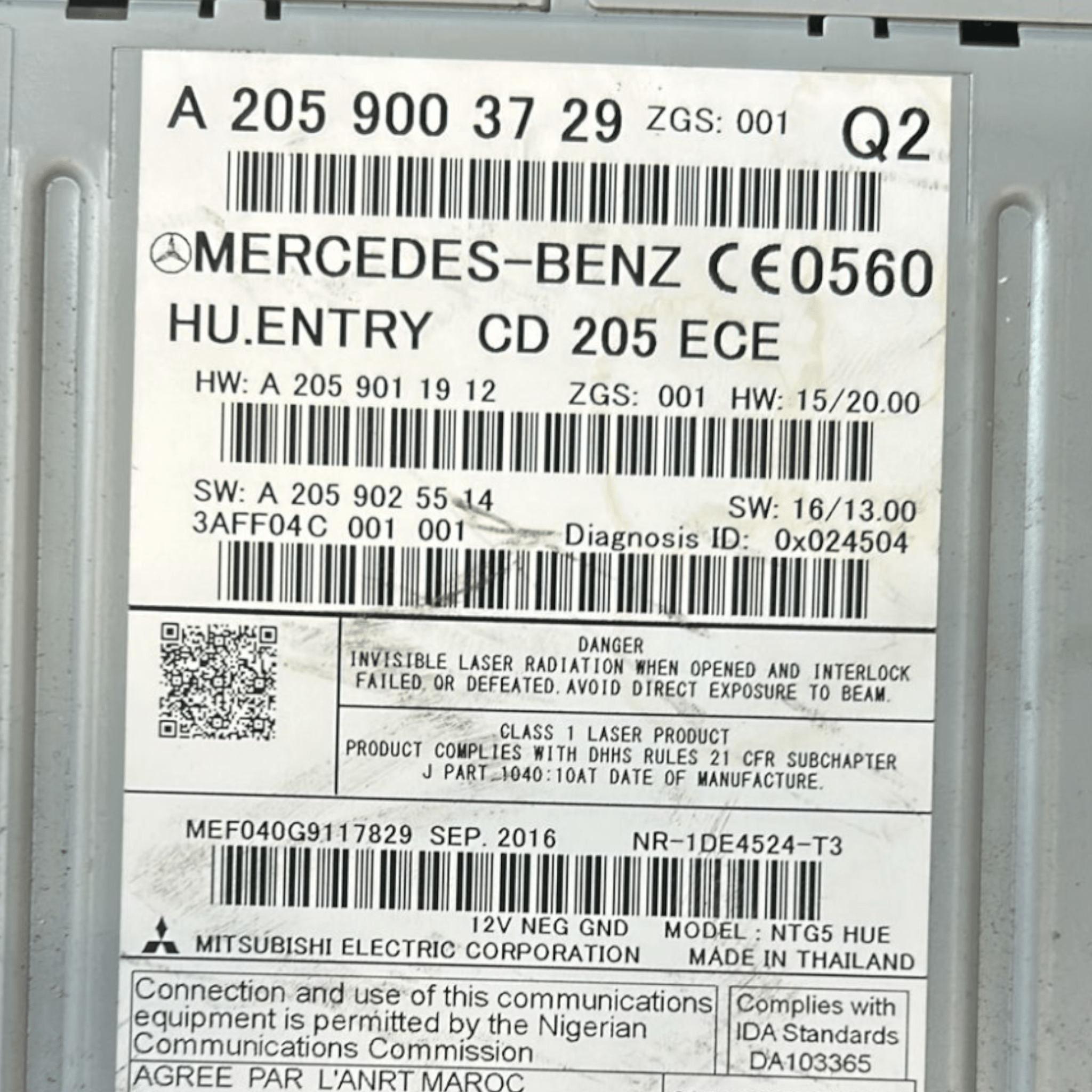Stereo / Autoradio Mercedes Benz Classe C W205 (2014 > 2021) cod:A2059003729