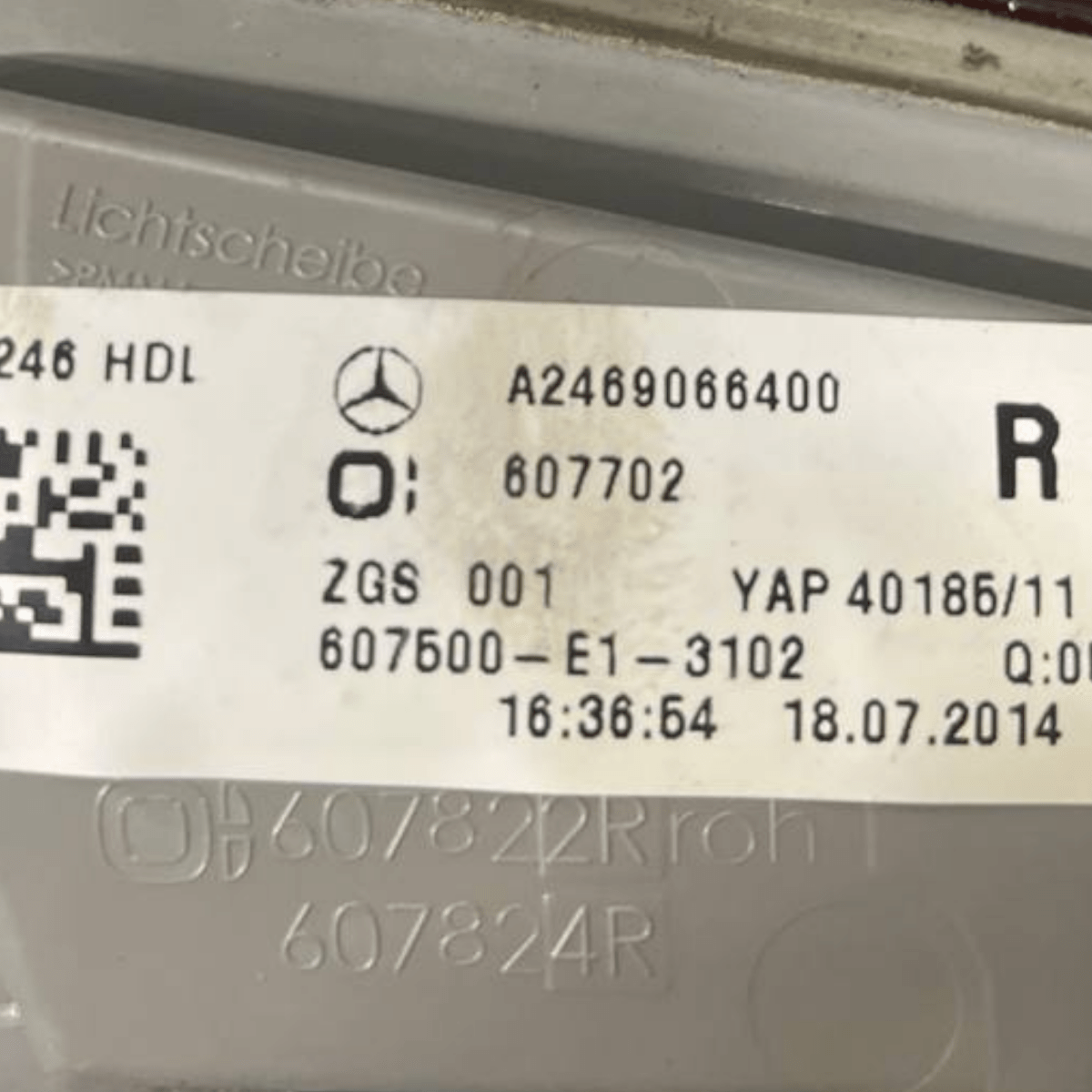 Stop / Fanale Alogeno interno destro (dx) Mercedes - Benz Classe B W246 (2011 al 2018) cod: A2469066400