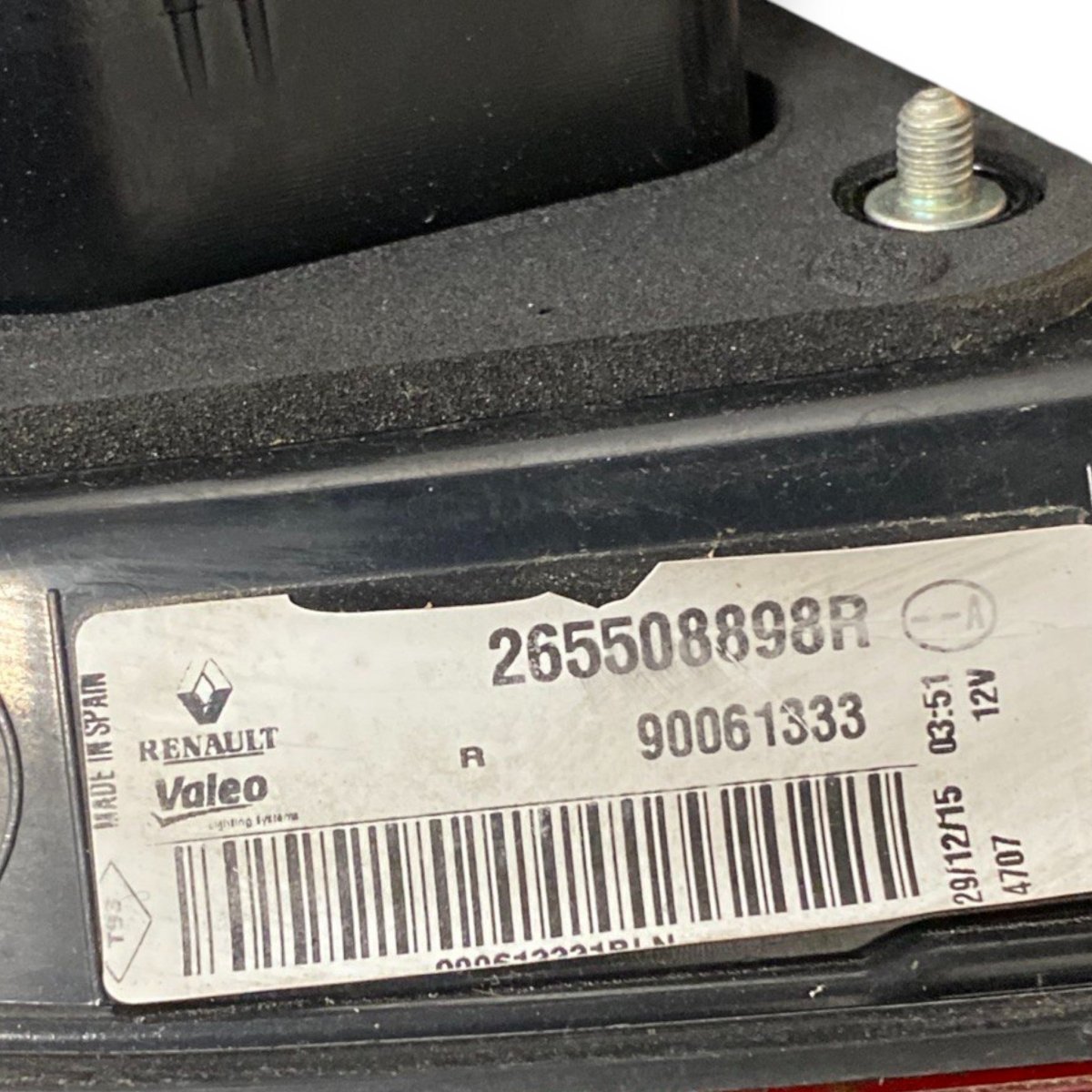 Stop / fanale alogeno interno destro (dx) renault kadjar (2015-2022) Cod: 265508898r