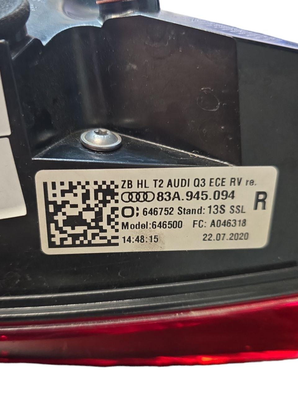Stop / Fanale Posteriore Destro Interno Led Audi Q3 ( 2018 > ) Cod : 83A945094