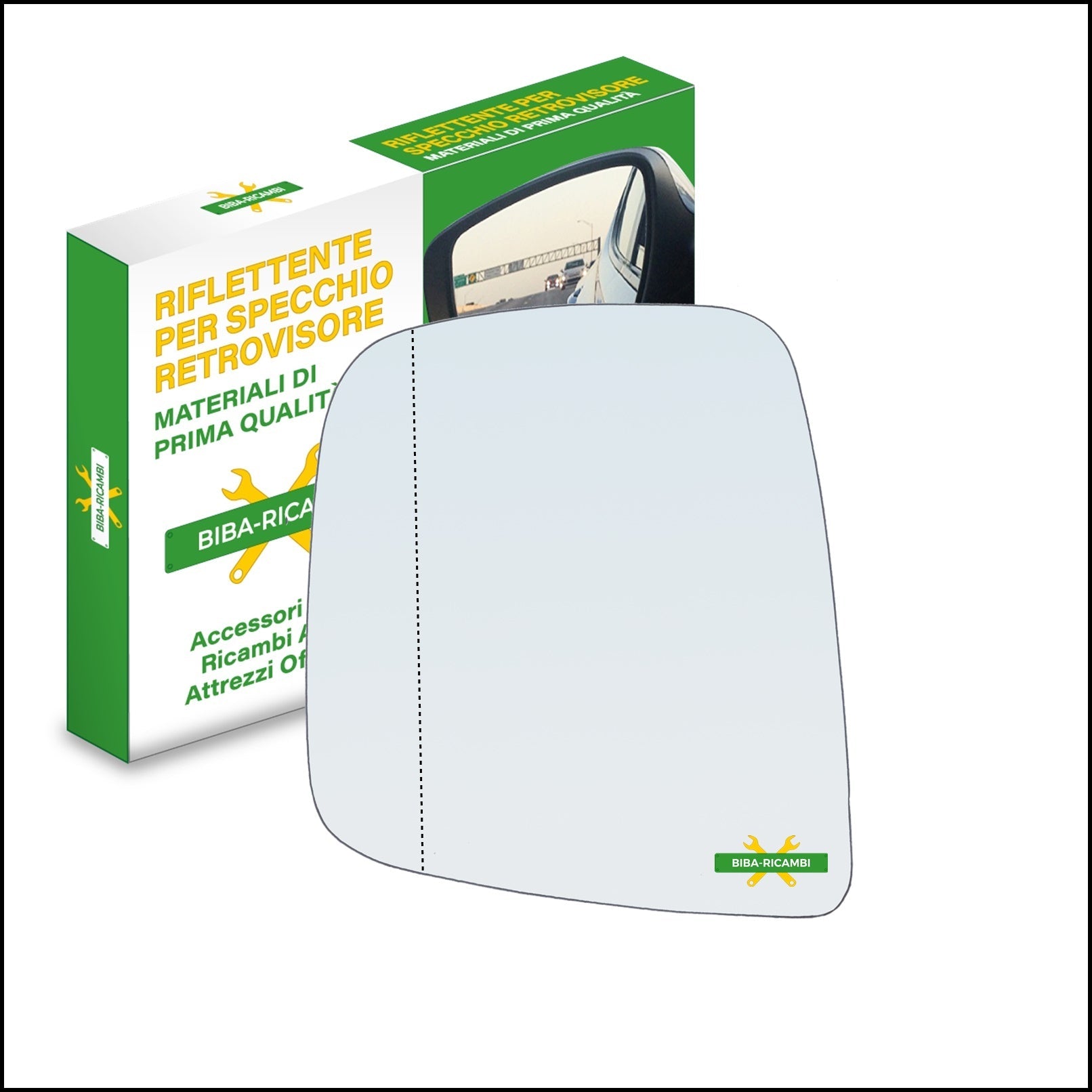 Vetro Specchio Retrovisore Asferico Lato Sx-Guidatore Per Nissan NV200 / Evalia dal 2010> BIBA-RICAMBI