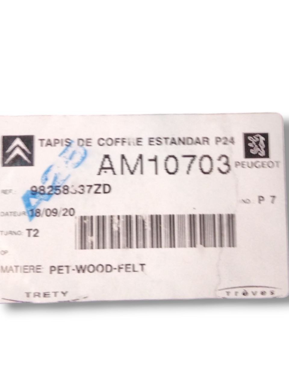 Tappeto / Ripiano Bagagliaio Peugeot 2008 (2019-2021) cod.98258337ZD