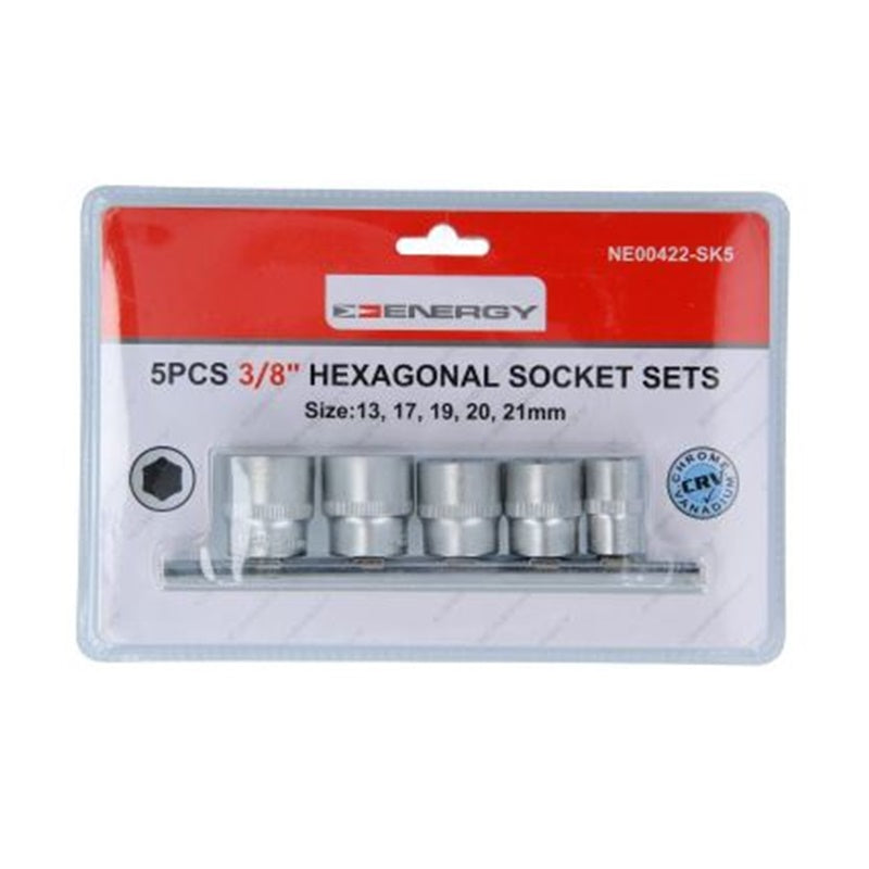 Serie 5 Chiavi A Bussola Esagonali 13-17-19-20-21 | Attacco 3/8'' BIBA-RICAMBI