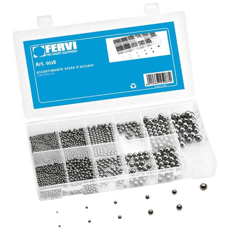 Assortimento Sfere Cromate In Pollici In Acciaio Marca Fervi Art.0116P BIBA-RICAMBI