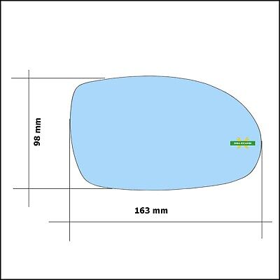 Specchio Nudo Adesivo Blue Lato Guidatore Per Citroen C6 dal 05-12 BIBA-RICAMBI