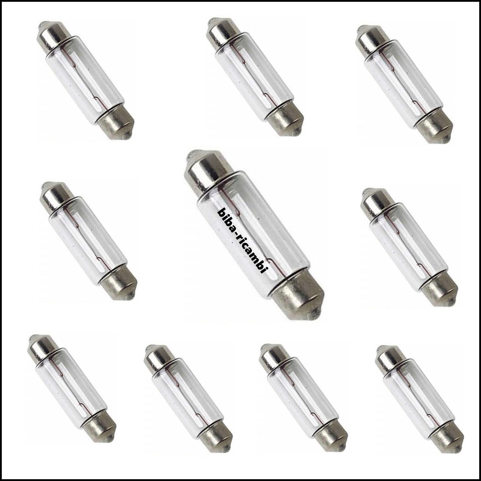 B. Lampadine Siluro 24V 10W SV-8,5 10x37mm (10 Pezzi) BIBA-RICAMBI