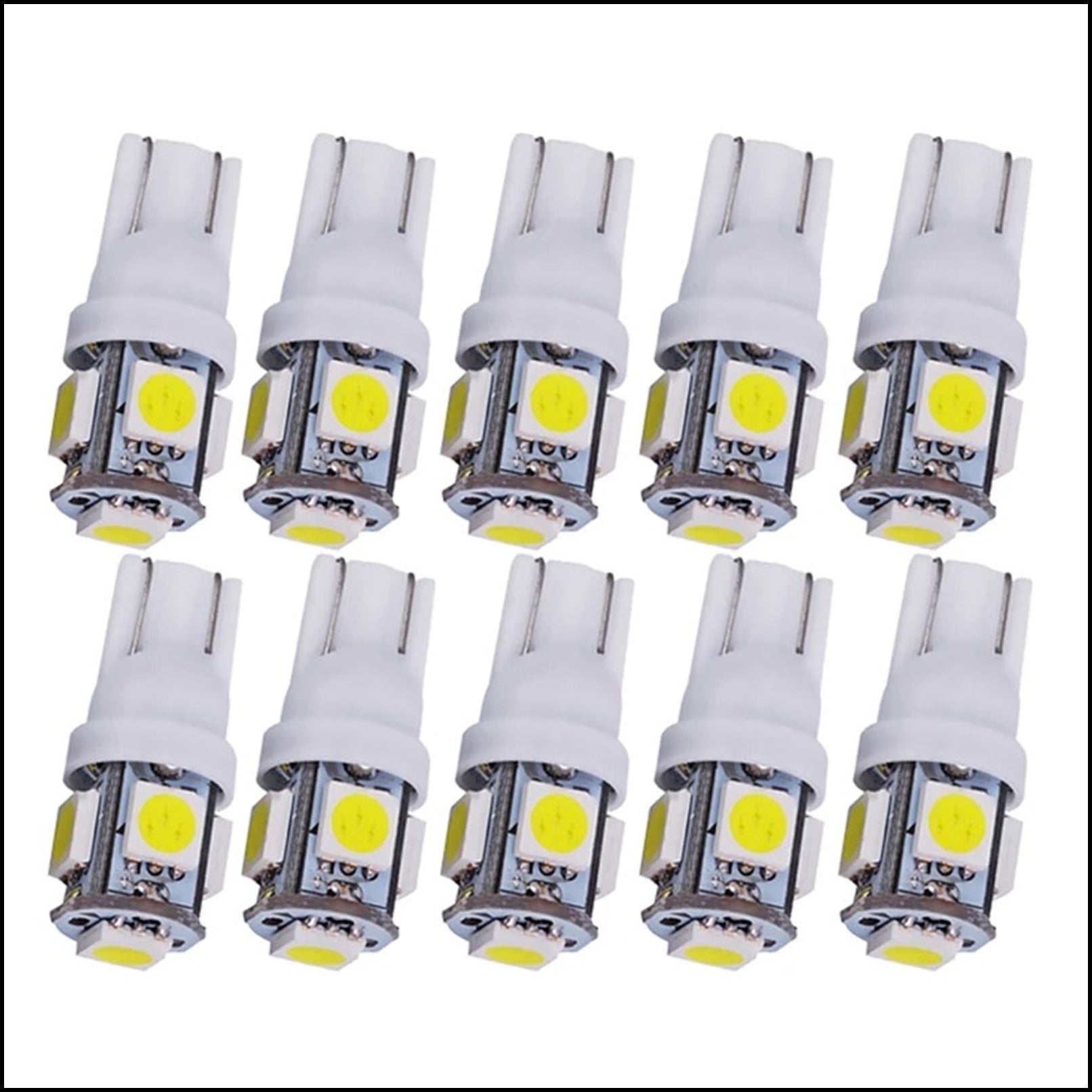 A. Lampadine Led Luci Posizione Targa Interni Aauto T10 5 SMD W5W Bianco 6000K (10 Pezzi) BIBA-RICAMBI