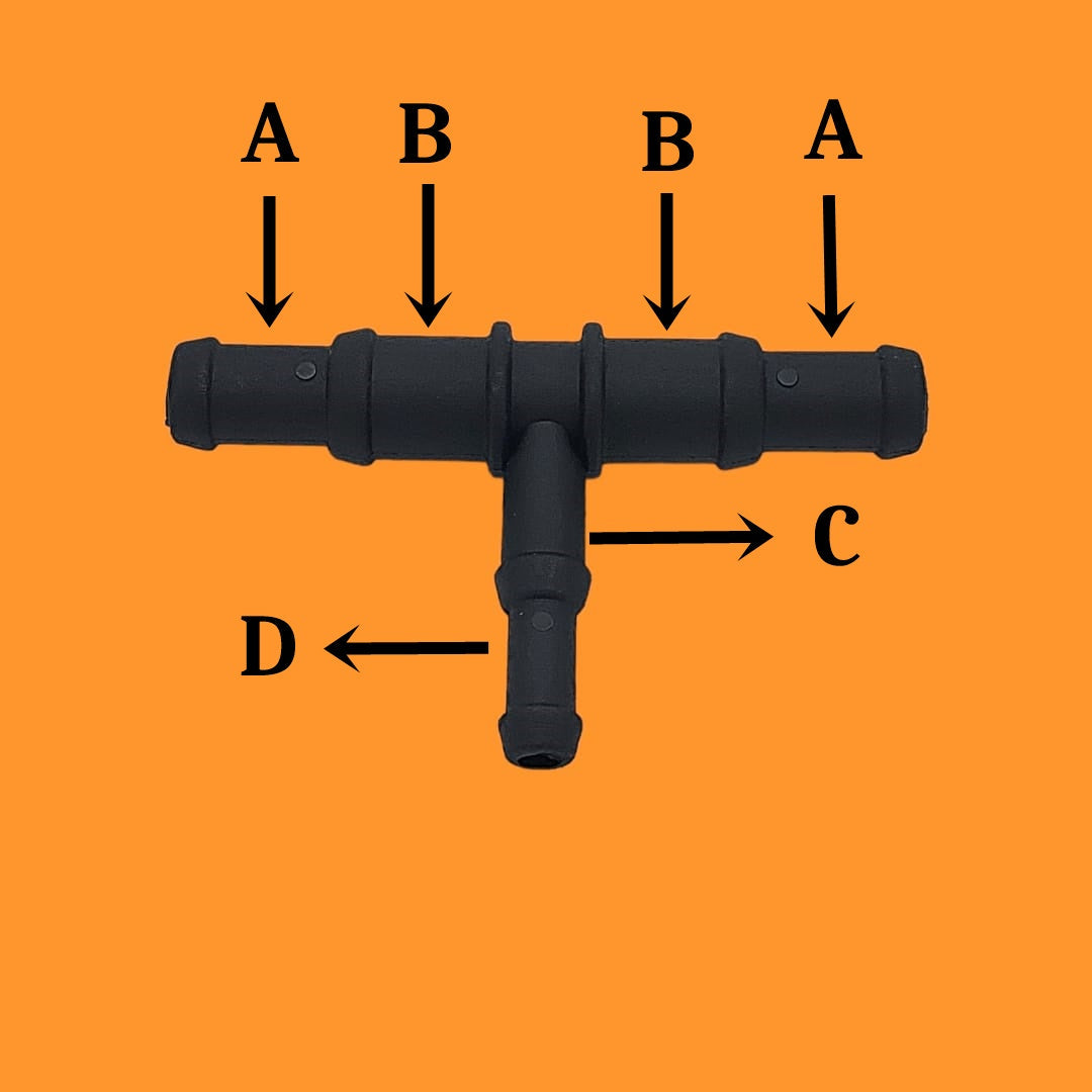 Connettore Forma T Per Tubi Acqua Con Varie Misure Ø 19-22 art.101936 BIBA-RICAMBI
