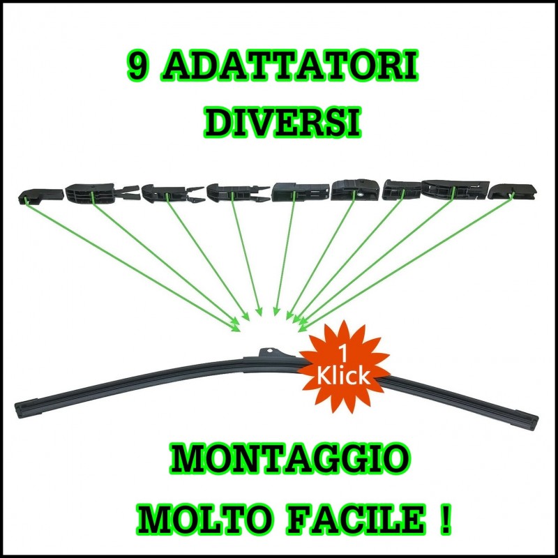 550/475 Spazzole Tergicristalli Compatibile Per Fiat Stilo Multiwagon dal 04/2006>05/2008 BIBA-RICAMBI