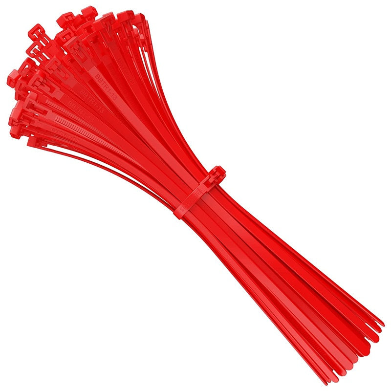 Fascette In Plastica Uso Professionale 4.8 x 370 | Colore Rosso (25Pzz) BIBA-RICAMBI