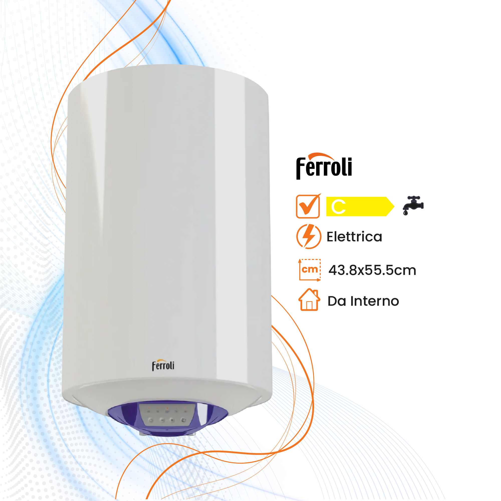 Scaldabagno Ferroli Calypso Smart Elettrico Orizzontale/Verticale