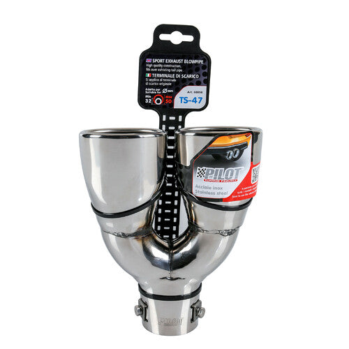 Terminale di scarico in acciaio inox lucidato Ø 32-50 mm art.60098 BIBA-RICAMBI