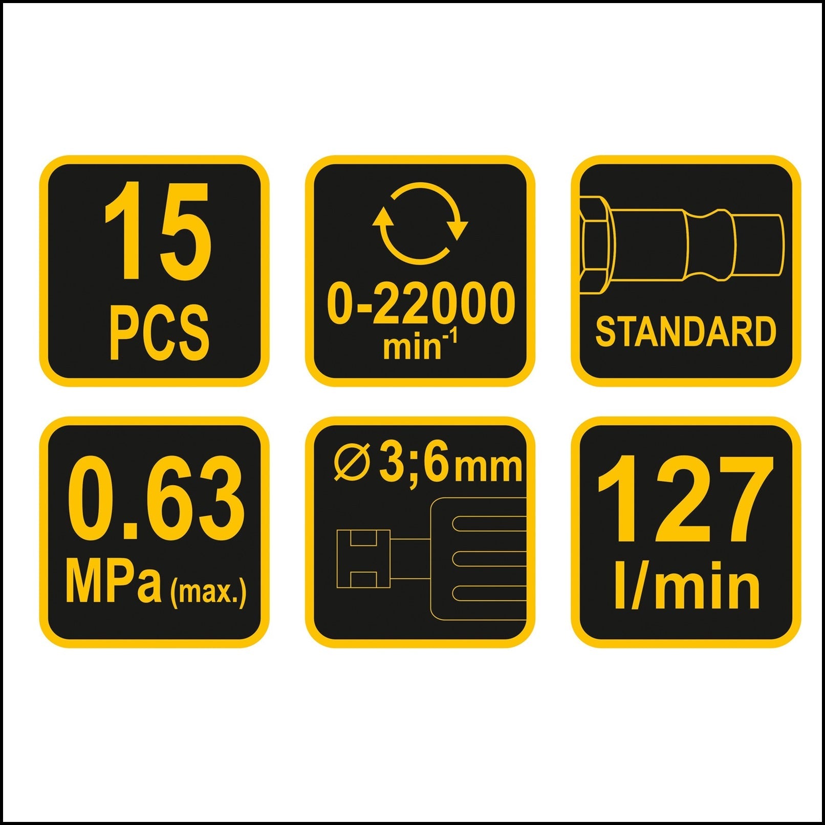 KIT 15 PEZZI SMERIGLIATRICE PNEUMATICA DIRITTA DA 6mm BIBA-RICAMBI