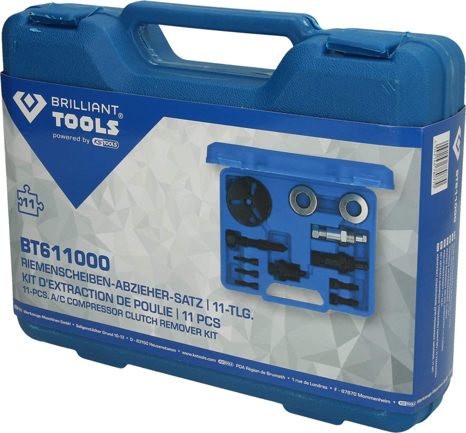 B. Set di estrattori per pulegge, 11 pezzi, valigetta blu BRILLIANT TOOLS BT611000 BIBA-RICAMBI
