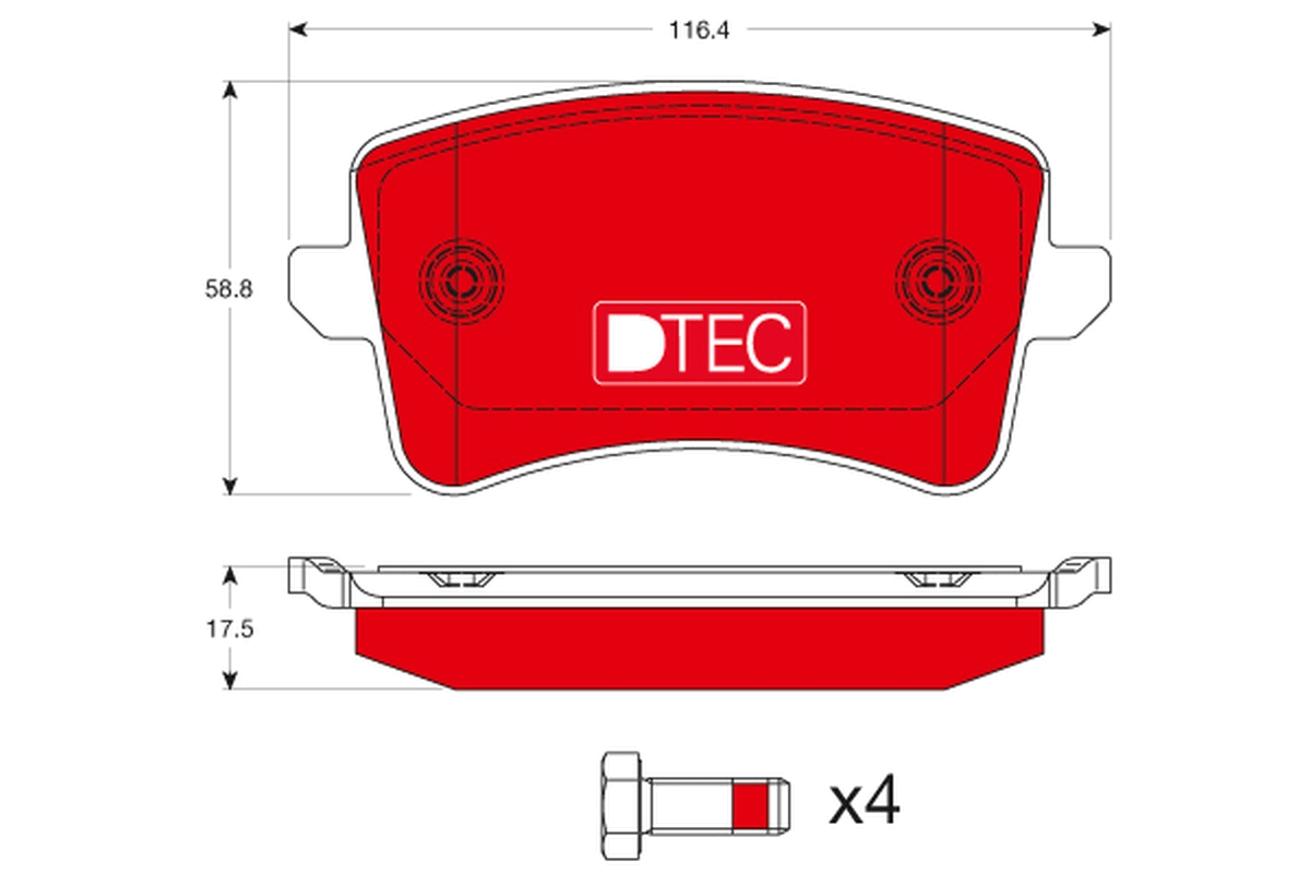 Kit 4 Pastiglie Freno Marca TRW Codice | GDB1765DTE BIBA-RICAMBI