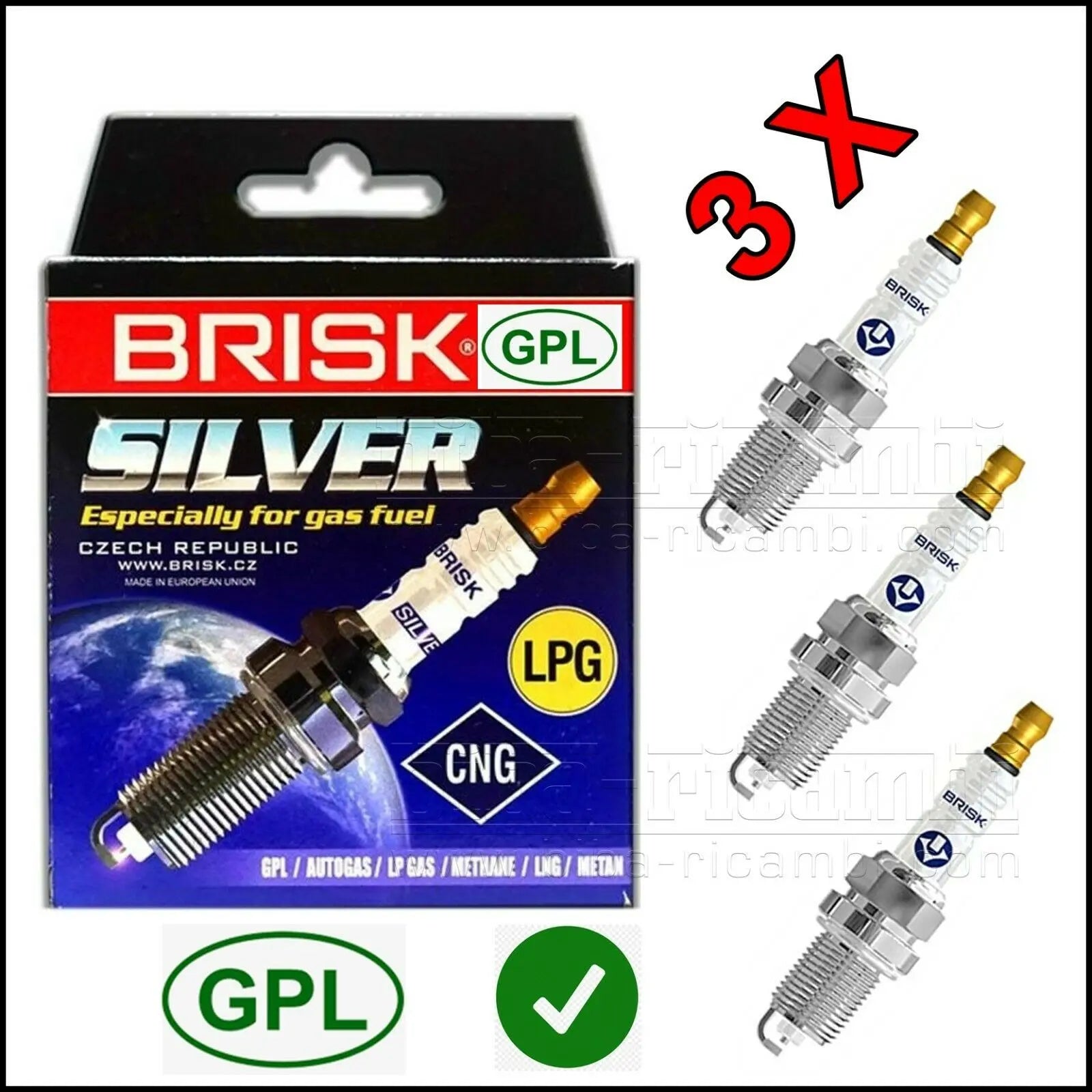 Kit 3 Candele Specifiche Gpl | Metano Adattabile Smart CrossBlade (450) dal 2002> BIBA-RICAMBI