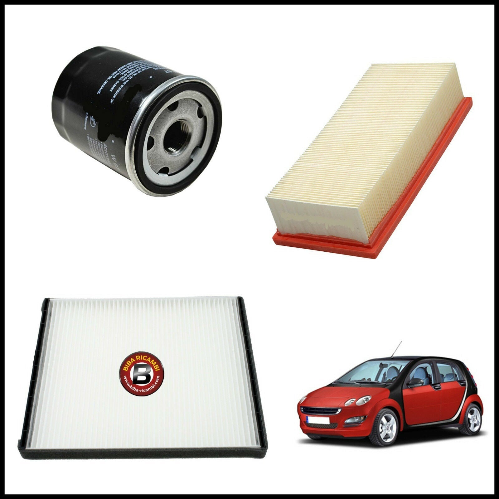 Kit Tagliando Filtri Per Smart ForFour (454) 1.300 70kw/95cv dal 2004&gt; BIBA-RICAMBI