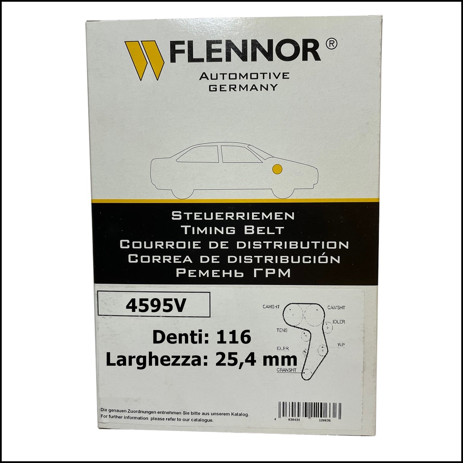 4595V Flennor Cinghia Distribuzione Volvo C30 | C70 | S40 | S80 | V50 | V70 | Citroen C4 | C5 | C8 | Jumpy | Fiat Ulysse | Ford C-Max BIBA-RICAMBI