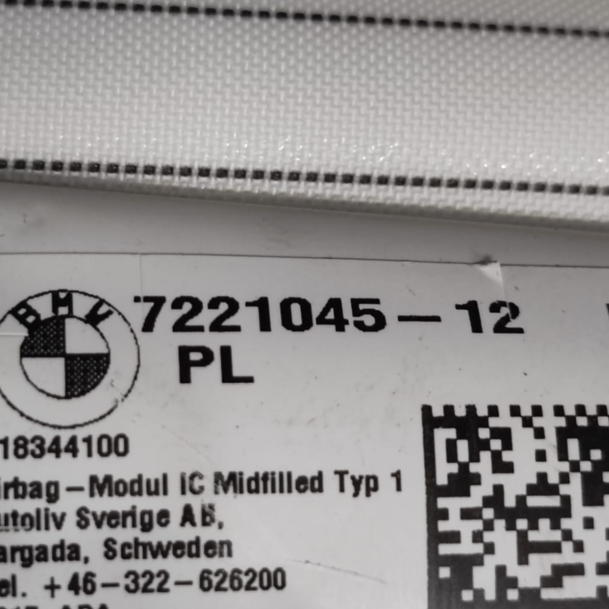 Airbag A Tendina Sinistro Bmw Serie 1 F20 COD: 722104512 (2011-2019)