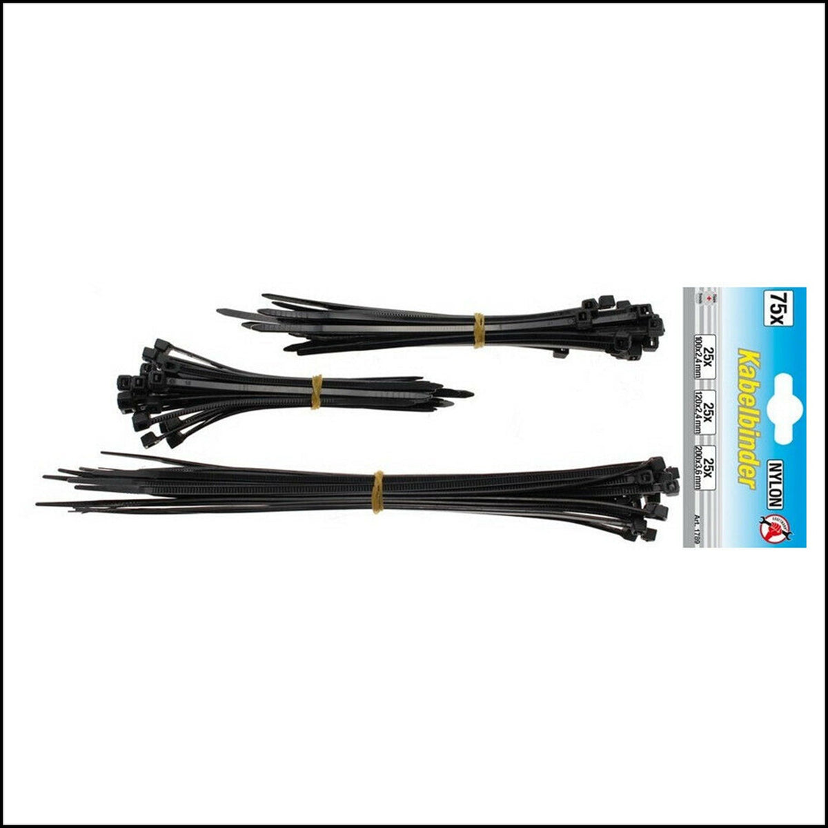 G. Assortimento fascette nere 3 misure (75 pezzi) BIBA-RICAMBI