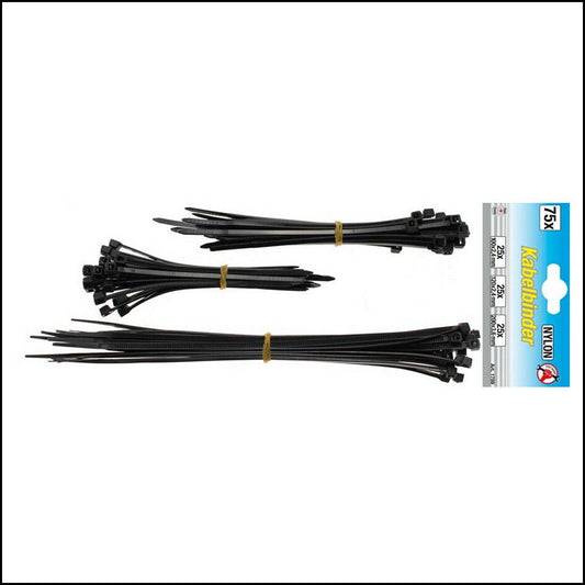 G. Assortimento fascette nere 3 misure (75 pezzi) BIBA-RICAMBI