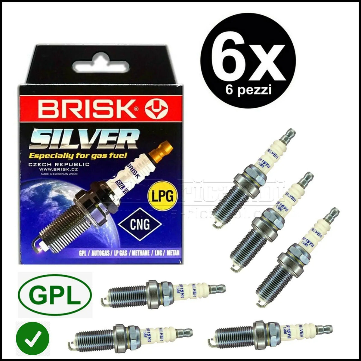Kit 6 Candele Specifiche Gpl | Metano Adattabile Peugeot 406 dal 2000> BIBA-RICAMBI