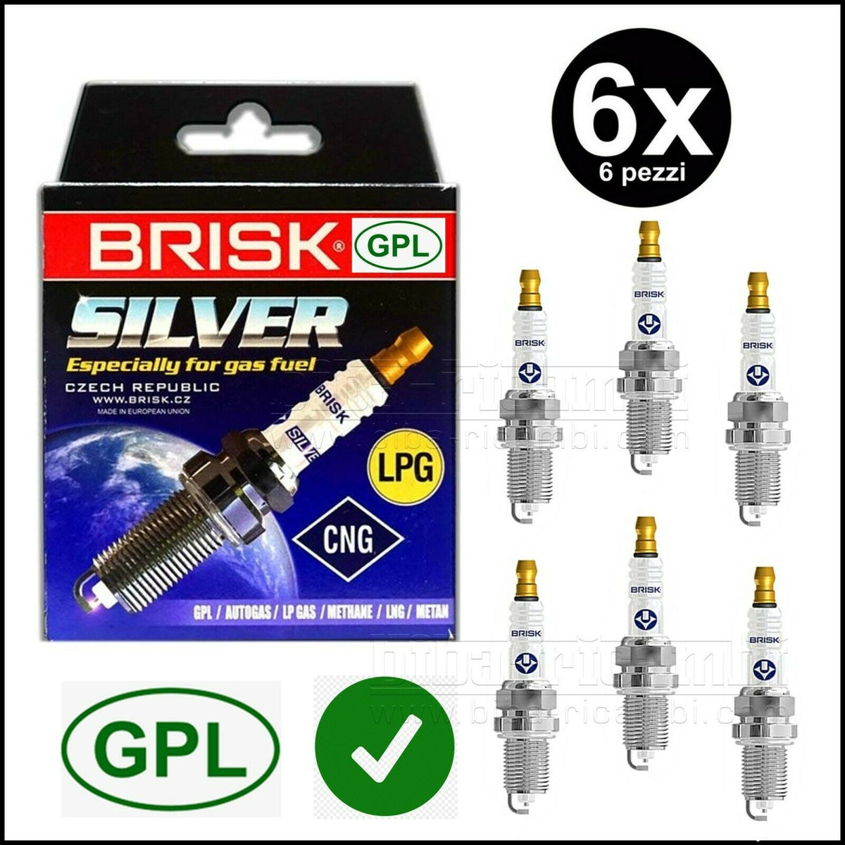 Kit 6 Candele Specifiche Gpl | Metano Adattabile Audi A8 II (4E2) dal 2002-2010 BIBA-RICAMBI