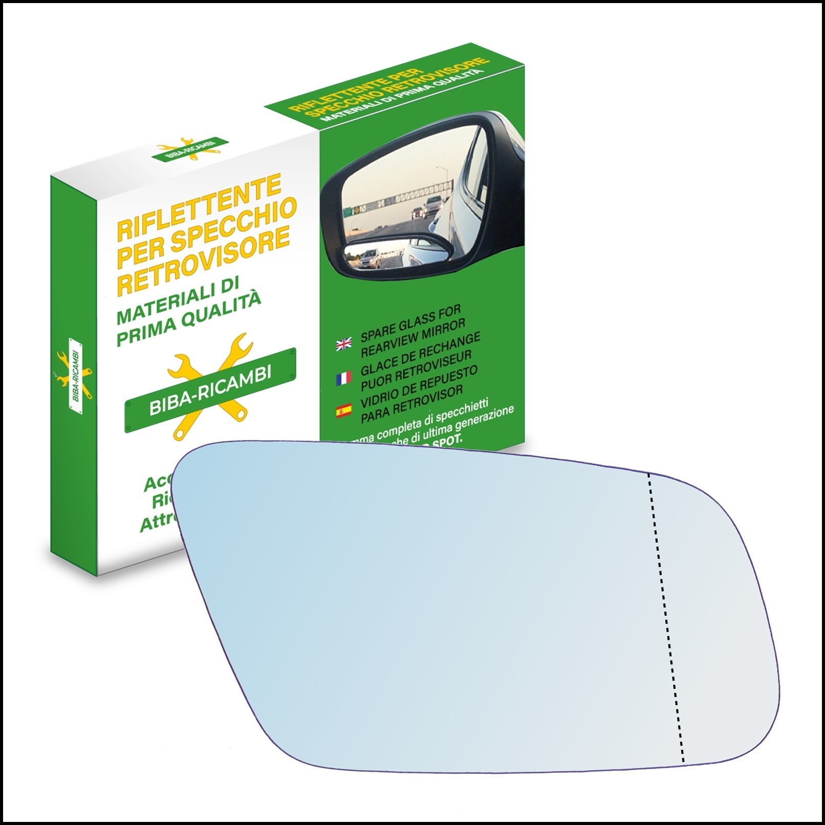 Vetro Specchio Retrovisore Azzurrato Asferico DX Compatibile Per Audi A6 (4B) Restyling BIBA-RICAMBI