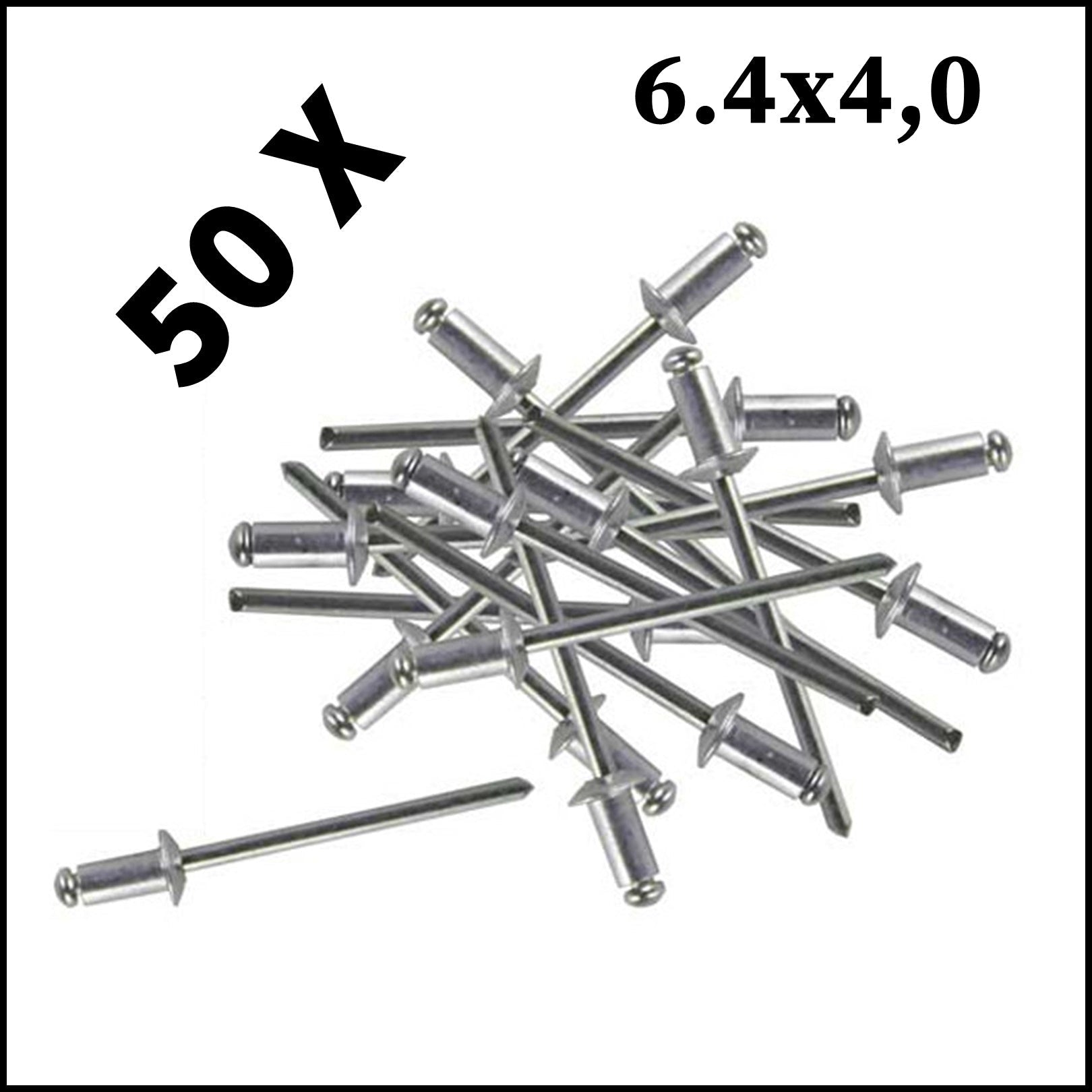 G. Assortimento 50 Rivetti In Alluminio 6.4 x 4.0 mm BIBA-RICAMBI