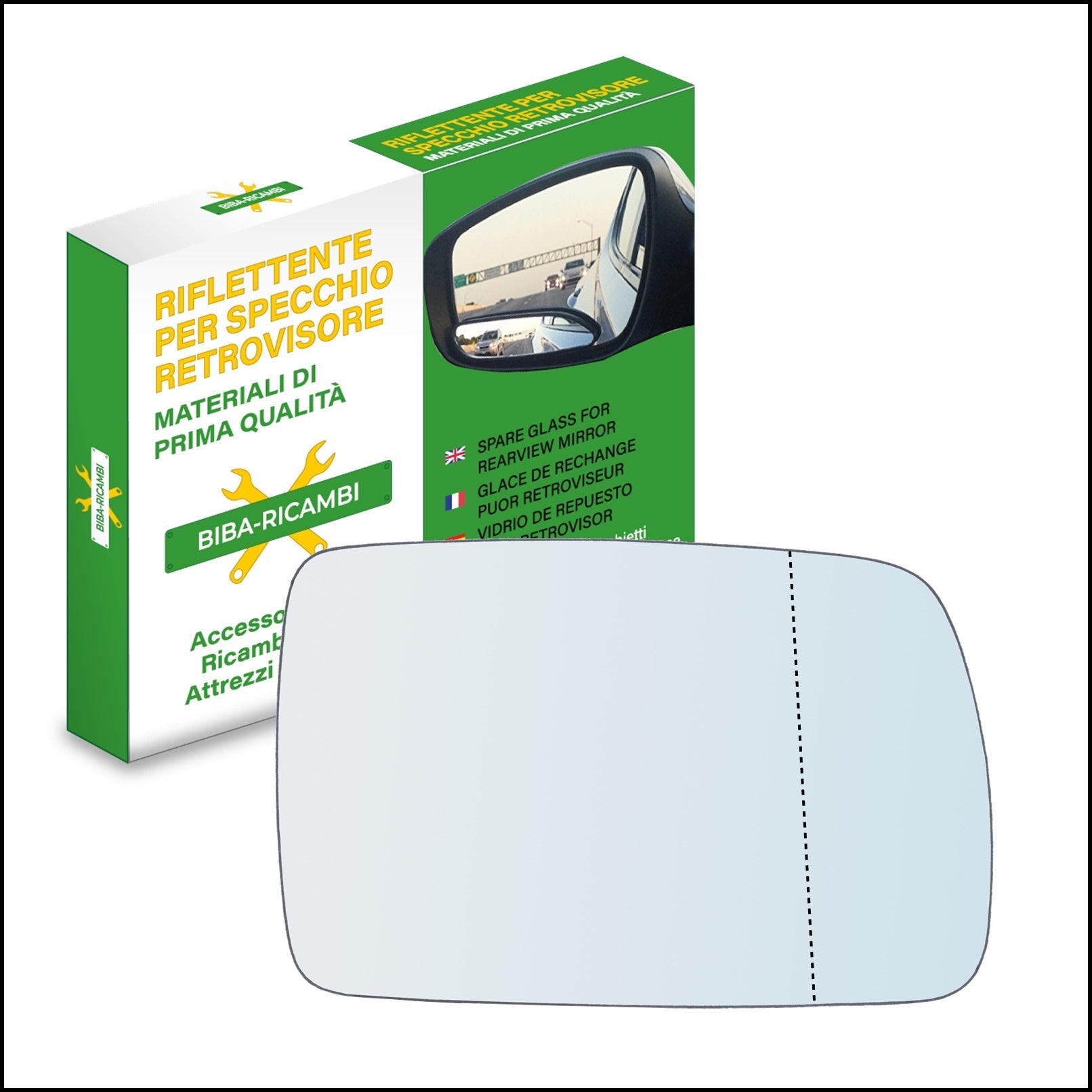 Vetro Specchio Retrovisore Asferico Lato DX Compatibile Per Alfa Romeo 155 dal 1992-1997 BIBA-RICAMBI