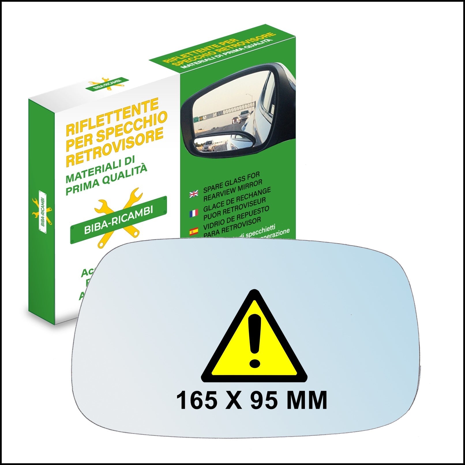 Vetro Specchio Retrovisore Lato DX Compatibile Per Seat Ibiza dal 1991-1993 BIBA-RICAMBI