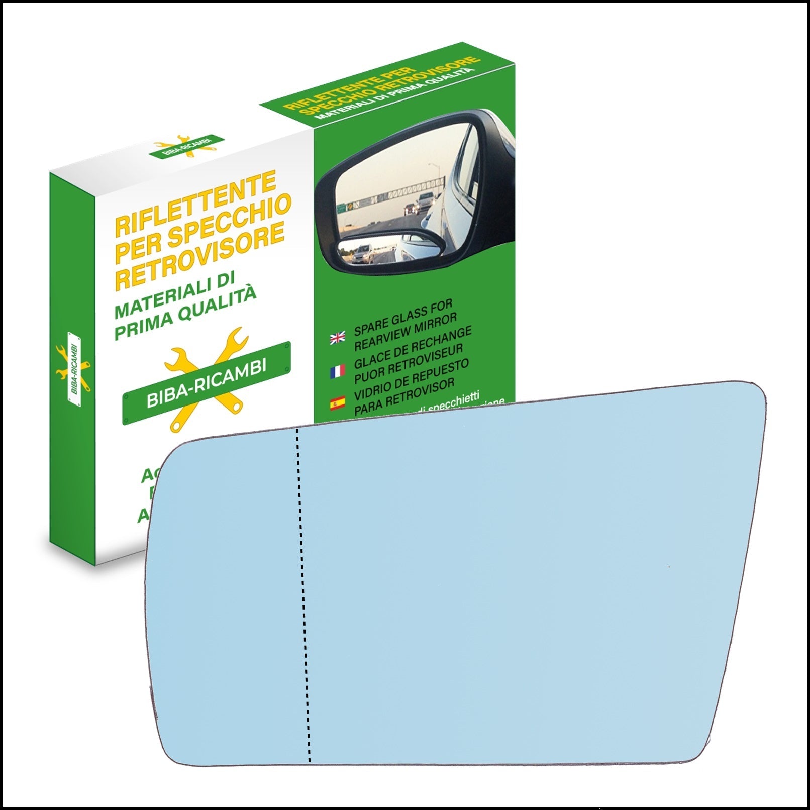 Vetro Specchio Retrovisore Azzurrato Asferico SX Compatibile Per MB Classe C (W202) dal 1993-2000 BIBA-RICAMBI