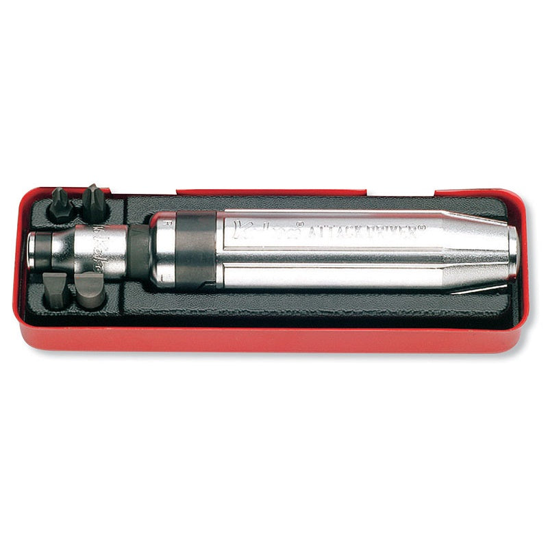 SET 6 PZ CASSETTA METALLICA CON CACCIAVITE A PERCUSSIONE ATTACCO QUADRO 1/2" E ALTRI ACCESSORI BIBA-RICAMBI