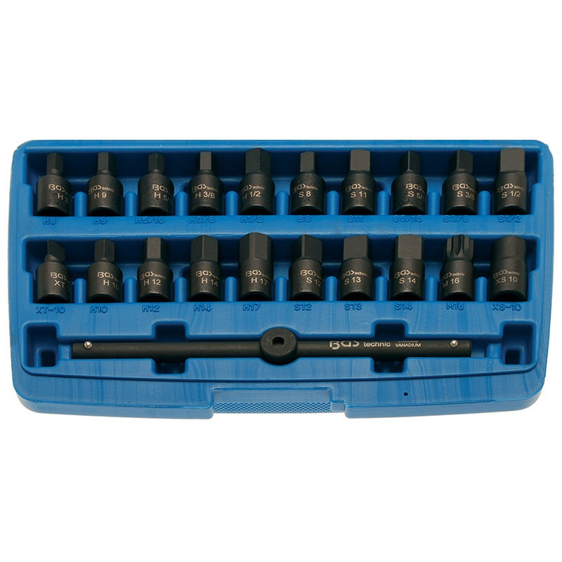Set 21 Pz Bussole Per Tappi Scarico Olio Attacco 3/8" Art.BGS1014 BIBA-RICAMBI