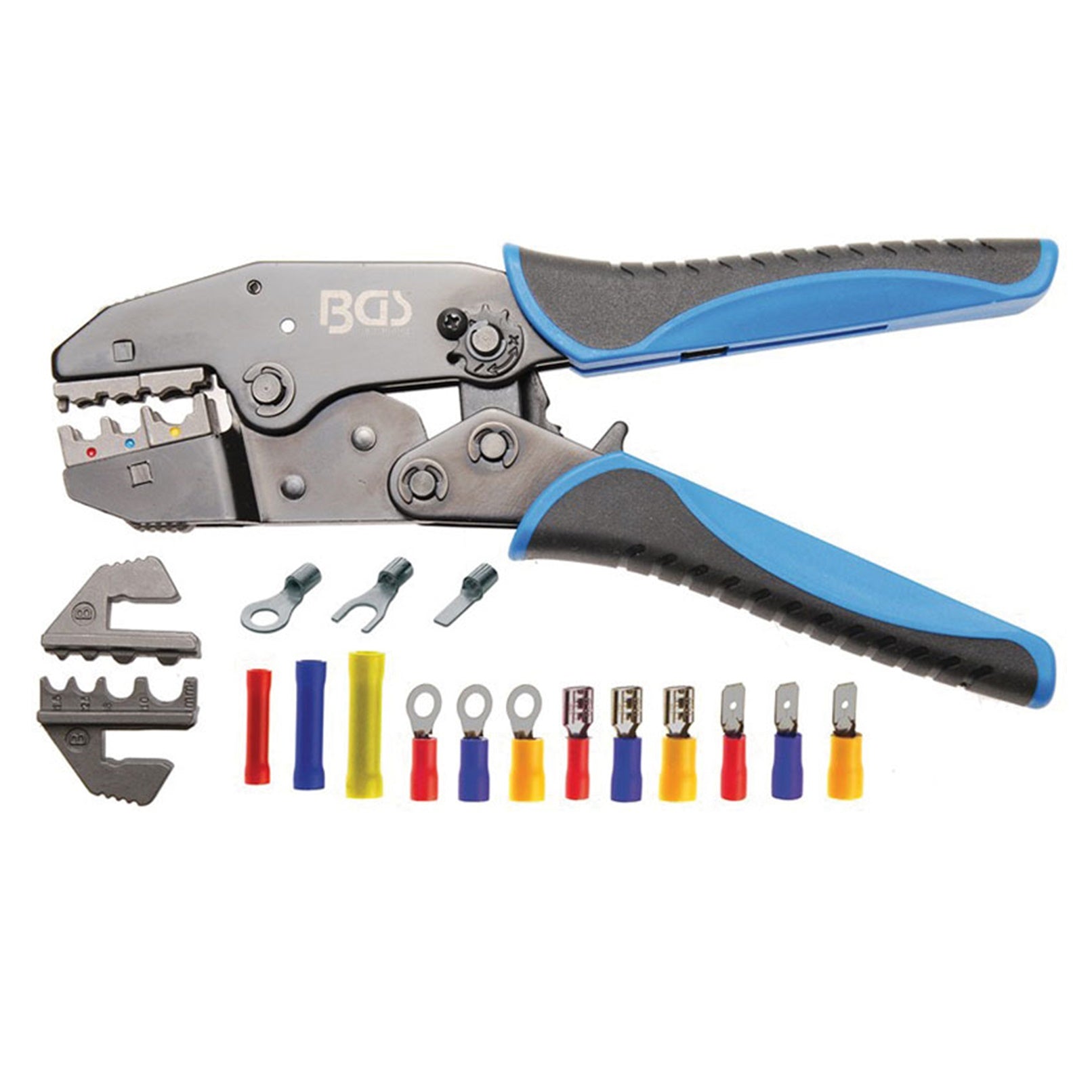 Pinza Crimpatrice a Cricchetto Con 2 Teste Art.BGS1412 BIBA-RICAMBI